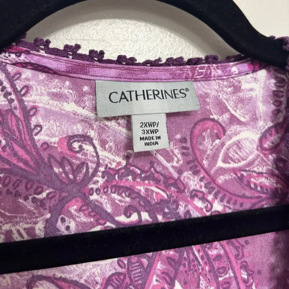 Catherine’s Purple Paisley Kimono Wrap - Size 2/3X Petite